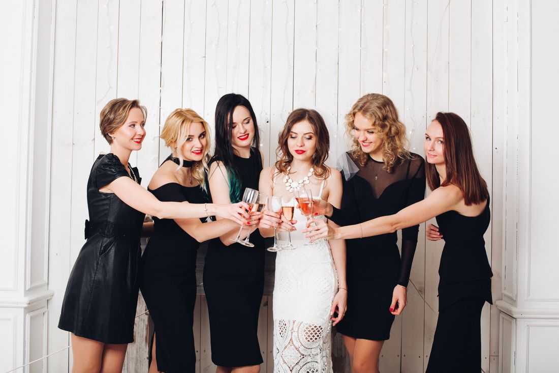 Group toasting champagne at a New Year's party