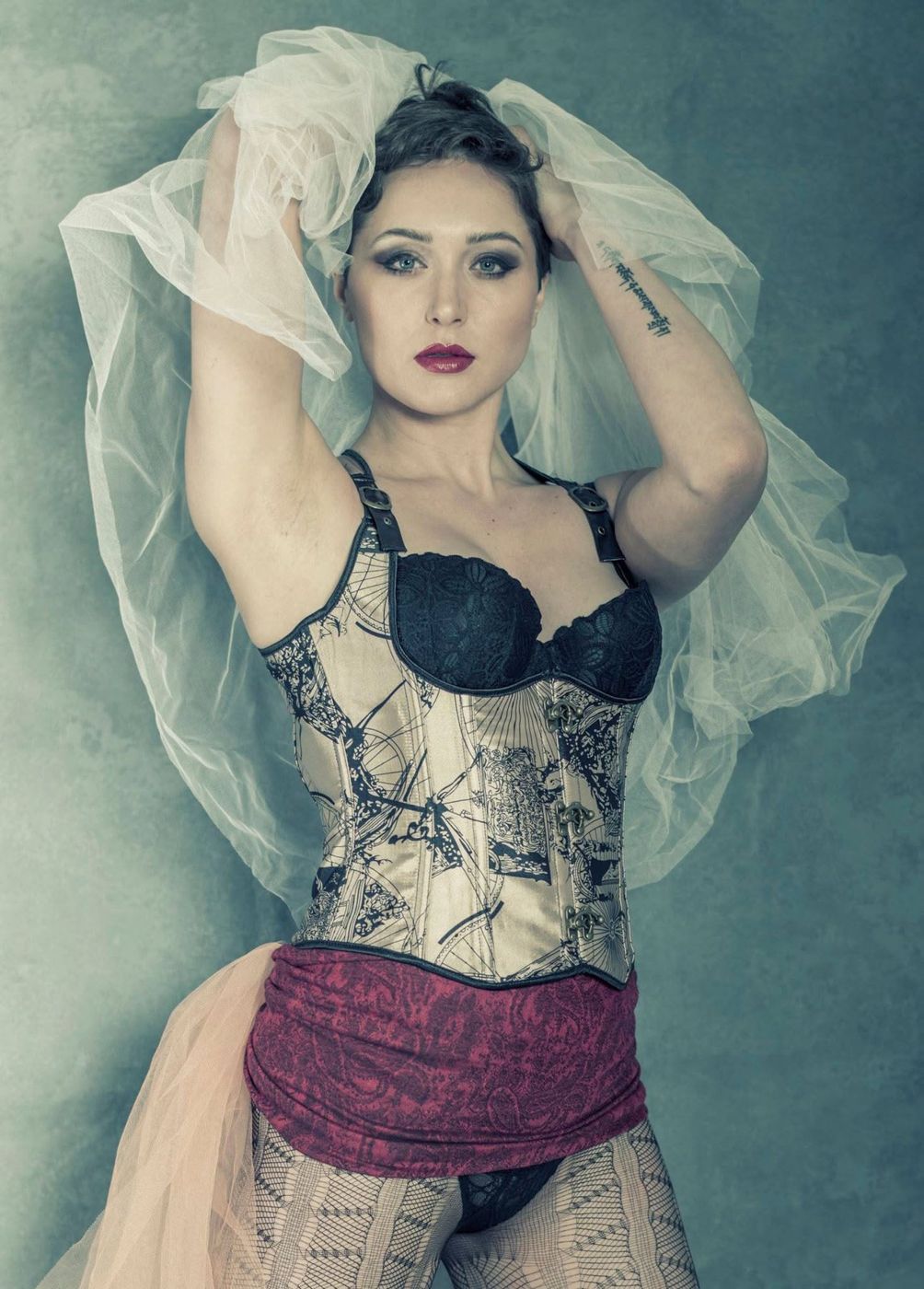 Vintage corset and veil portrait