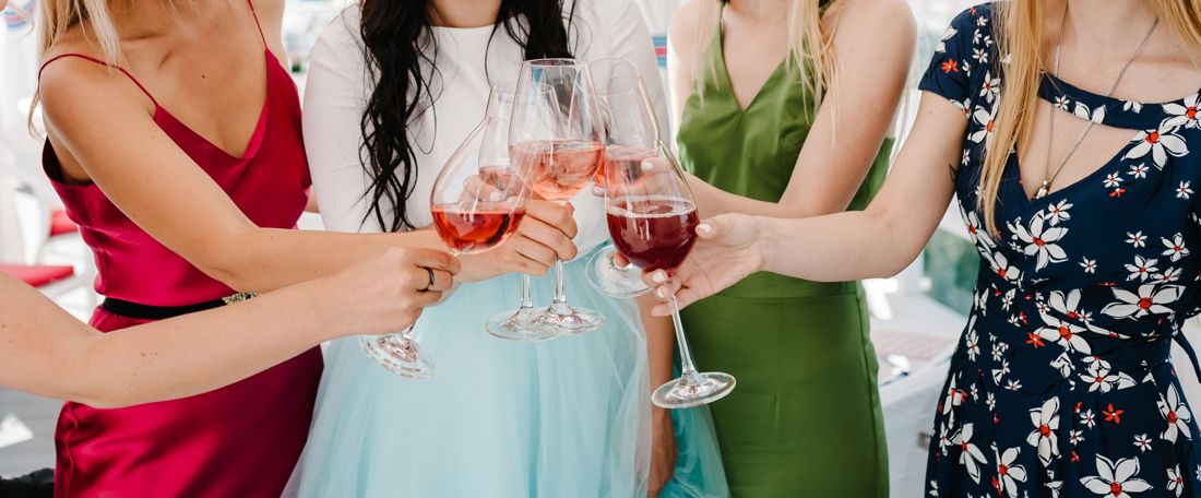 Guests toasting at a wedding celebration
